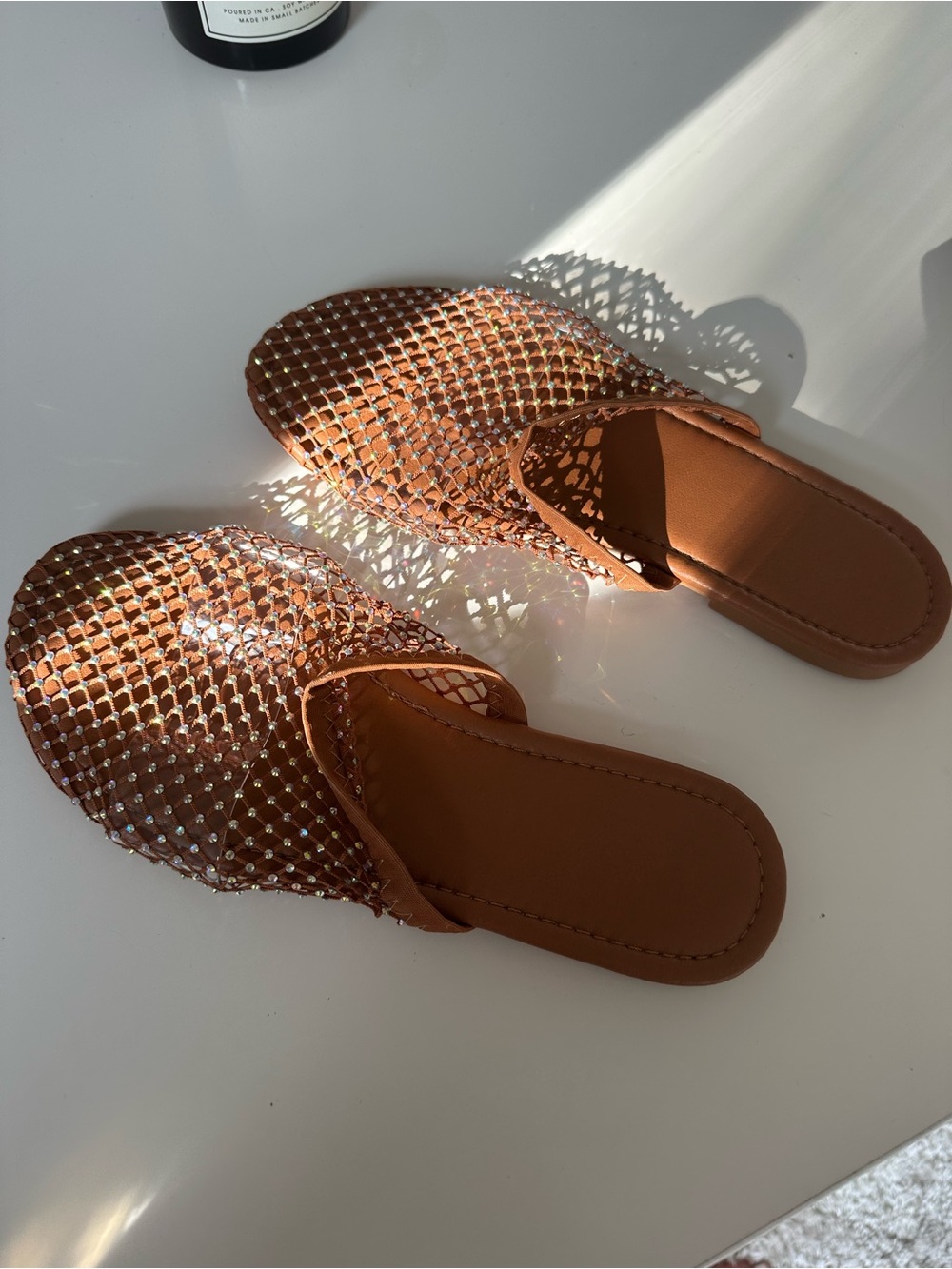 Embellished Brown Slip-On Women's Mule